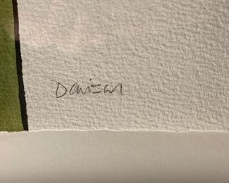 Pair of complimentary pen and watercolor flowers signed by artist. Each measures 29" W x 36" H. Photo 3 of 3.