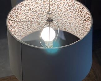 Pair of mercury glass table lamps with leopard lampshades. Photo 3 of 3.