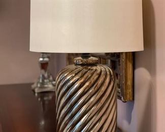 Mercury glass "barley twist" table lamp.