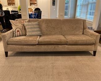 Mitchell Gold & Bob Williams chenille upholstered three-seat sofa. Measures 87" x 35". Photo 1 of 3.