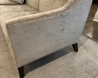 Mitchell Gold & Bob Williams chenille upholstered three-seat sofa. Measures 87" x 35". Photo 3 of 3.