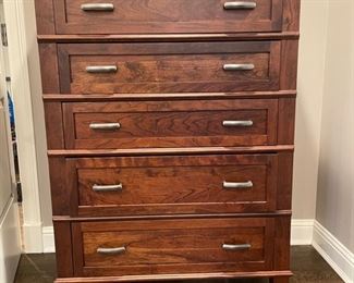 Amish-made 7-drawer high-boy bureau - 2 available. Measures 38" W x 27" D x 51" H.