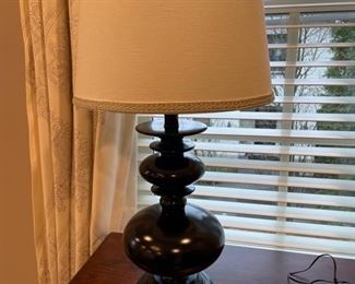 Pair of ebony metal table lamps.
