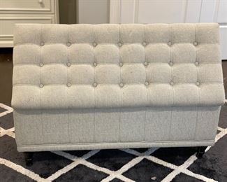 Linen upholstered storage bench. Measures 17" x 17" x 42" W. Photo 1 of 3.