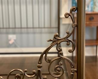 Queen-size metal bed frame. Finials measure 58" H. Photo 2 of 4.