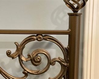 Queen-size metal bed frame. Finials measure 58" H. Photo 4 of 4.