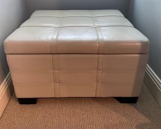 Vegan leather storage ottoman. Measures 30" x 30" x 17" H. Photo 1 of 2.