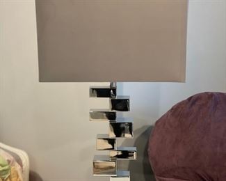 Chrome architectural table lamp.