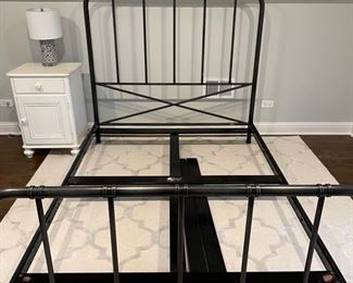 Full-size gun-metal bed frame. Photo 1 of 2.