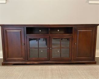 Two-piece console with bookshelf enhancer. Console measures 78" W x 18" D x 33" H. Bookshelf adds an additional 53". Photo 1 of 2.