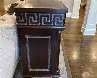 Console with Greek Key detailing. Measures 84" W x 16" D x 38" H. Photo 4 of 5.