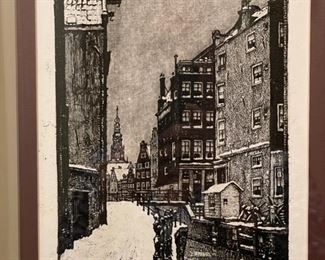 Sample of original woodcuts signed by artist. Photo 2 of 3.