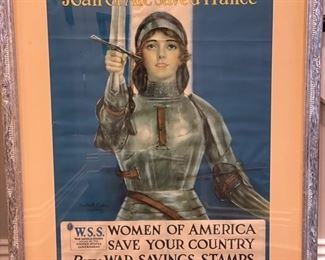 Framed "Joan of Arc Saved France" Poster by Haskell Coffin. Measures 40" x 50." Photo 1 of 3.