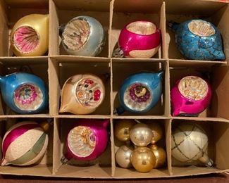 Sample of vintage indent Christmas ornaments.