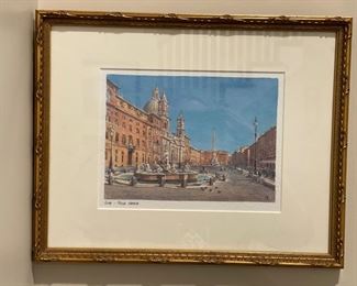 Piazza Navona watercolor. Measures 15" W x 12" H. Photo 1 of 2.