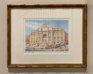 Piazza Fontana Di Trevi watercolor. Measures 15" W x 12" H. Photo 1 of 2.