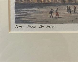 Piazza San Pietro watercolor. Measures 15" W x 12" H. Photo 2 of 2.