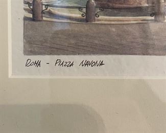 Piazza Navona watercolor. Measures 15" W x 12" H. Photo 2 of 2.