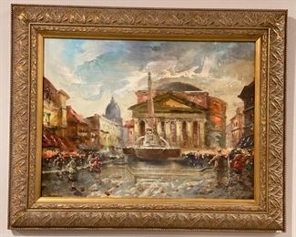 Original Italian oil painting of The Pantheon.