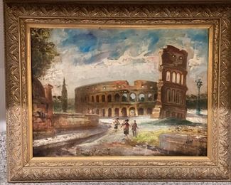 Original Italian oil painting of The Colosseum.