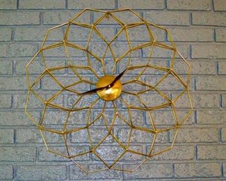 Golden geometrical wall clock