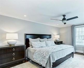 Ethan Allen Andover King bed frame (bedding and mattress not for sale) with matching bedside tables (2) and dresser (1)