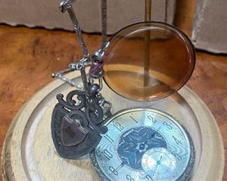 Old Pocket Watch with Chain and Fob 