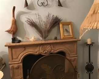 Fireplace mantel, candle wall art