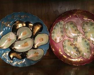 Four Antique Oyster Plates