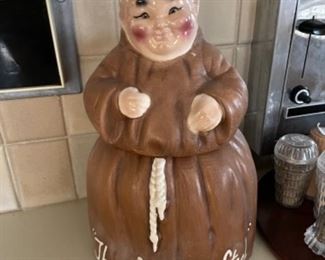 Antique monk "Thou Shall Not Steal" Mid Century cookie jar