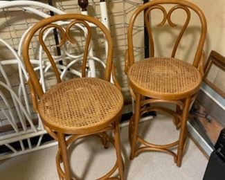 Caned seat bentwood bar stools
