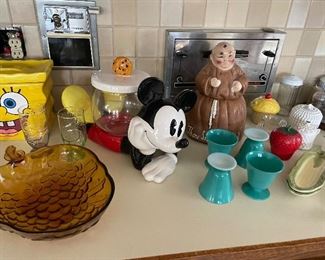 Mickey and Sponge Bob cookie Jars, vintage kitchen items