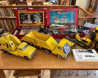 antique toys (Tonka and Erector)