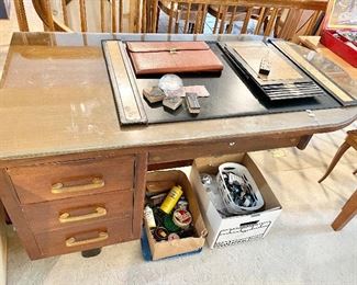 Antique desk and office accessories
