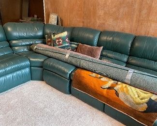 Green leather sectional