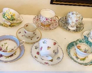 Cups & saucers by Paragon, Aynsley, Shelley, Rosina & more