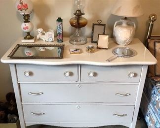 Vintage dresser painted white (42”L, 19”D, 33”H)
