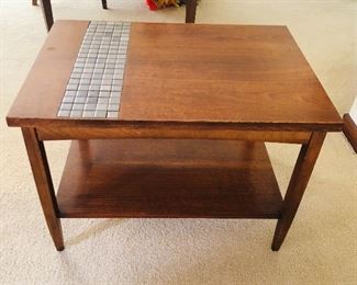 Lane "Monte Carlo" side table with tile accent - 19.5” x 28” x 19.5” tall  (Dated 1963 - Style 973-05)
