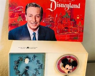 Vintage GE Mickey Mouse AM radio (works), 1961 Guide to Disneyland 