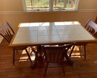 Kitchen Table with Three Ethan Allen Chairs