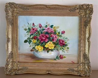 Framed Oil Painting Roses
