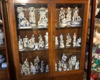 Collection of blue and white decor and figures
