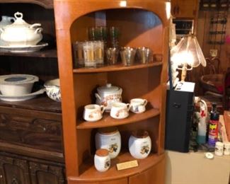 Atomic age corner cabinet