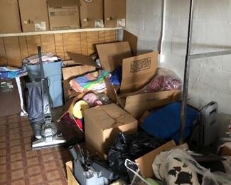 Some of the dozens of boxes in the basement for picking
