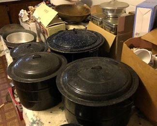 Just some of the porcelain canning pots