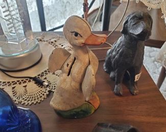 Cast Iron Bank and Door Stop Dog