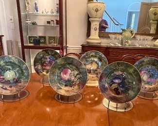 Vintage Rochard Limoges France Set of 6 Fruit Motif Plates