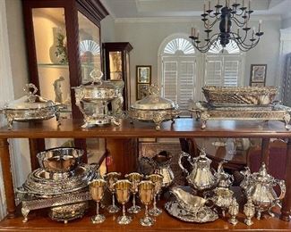 Wallace Silver-plate Baroque Coffee/Tea Set, Silver-plate Trays & Buffet Servers and Chafing Dishes