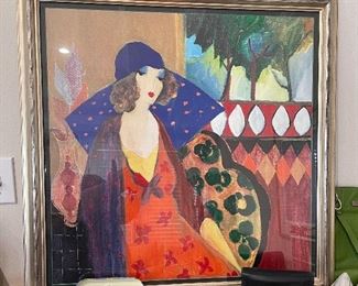 Seriolithograph Indigo Chapeau by Itzchak Tarkay