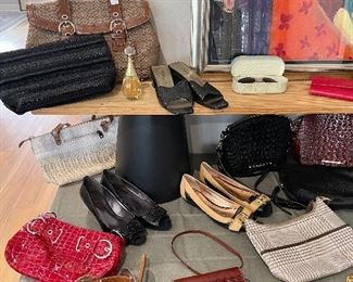 Purses & Wallets by Coach, Salvatore Ferragamo, Sakroots, Ralph Lauren, Brahmin, Vince Camuto, Hartman, Etienne Aigner, Cole Haan, Michael Kors & Sharif. Designer shoes by Salvatore Ferragamo, Etienne Aigner, Yves Saint Laurent, Tory Burch, Cole Haan, Ralph Lauren, Arturo Chiangmai, Merrill & Naturalizer. Leather Concho Belt